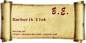 Barborik Elek névjegykártya